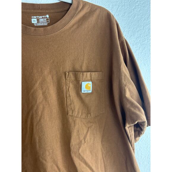 Carhartt Brown K87 Loose Fit Short Sleeve Pocket T-shirt Size 2XL - Picture 4 of 10